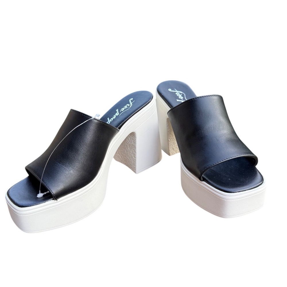 NWT Free People Platform Block Heel Mules Slides Sandals Made In Italy size 8